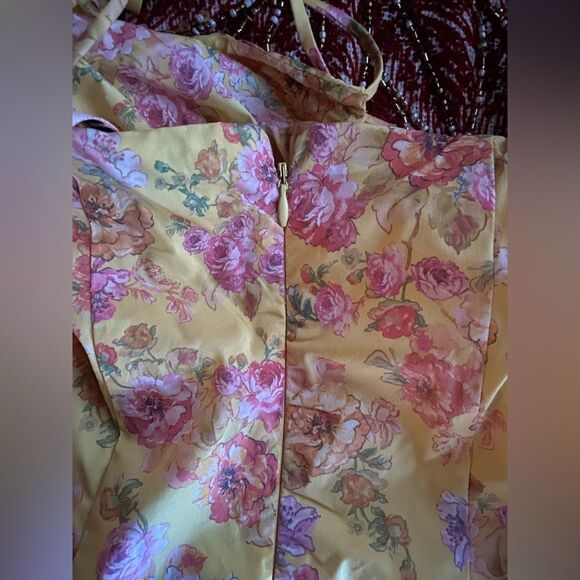 House of CB Maxi Dress Sz XS Yellow Floral Felizia Butter Print Puff Selene NEW - Picture 13 of 16